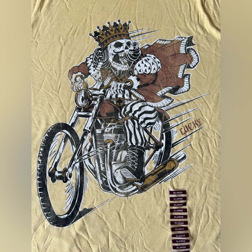 LUCKY BRAND Yellow  King Skull Graphic TShirt NWT